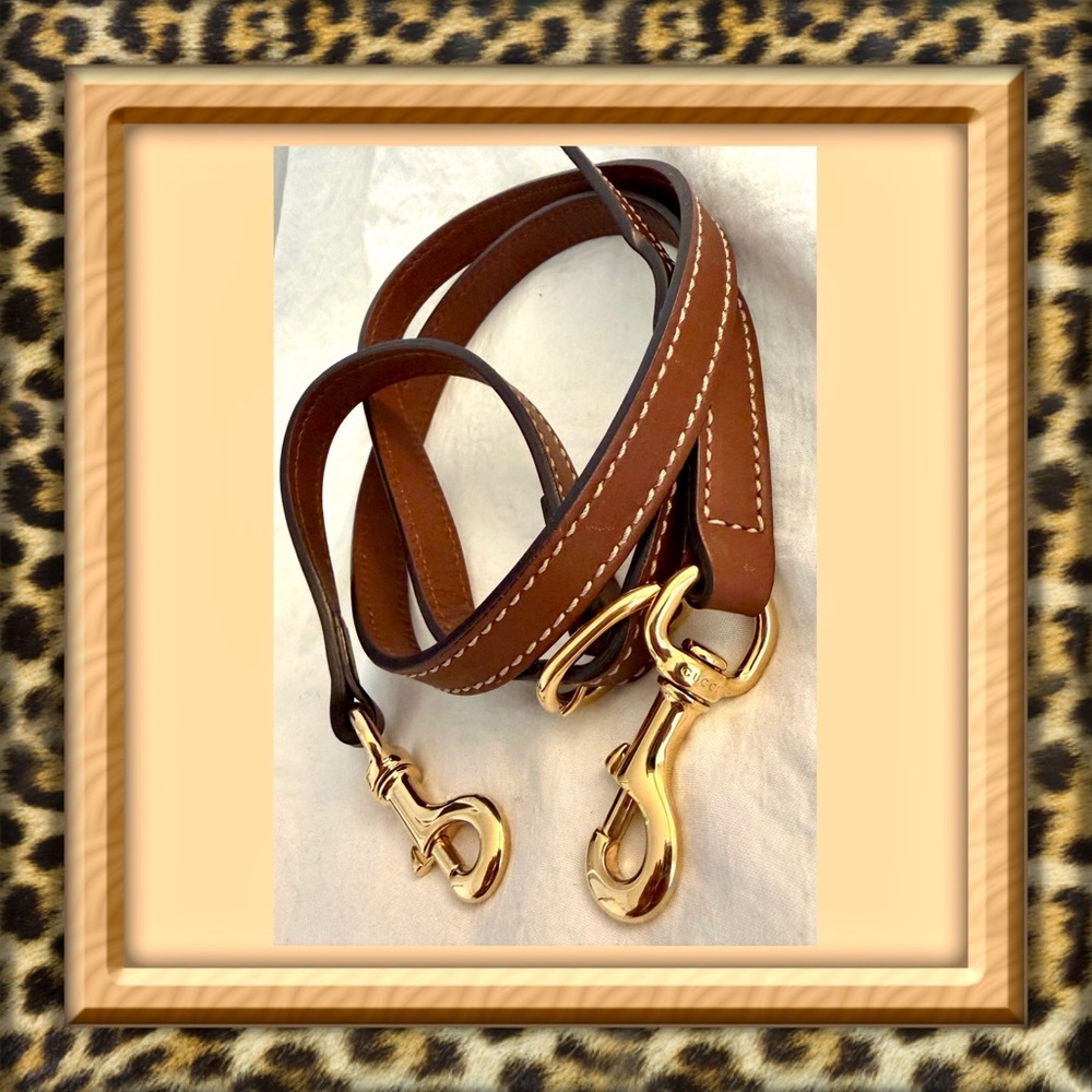 👑✅PRICE FIRM✅ AUTHENTIC GUCCI Brown Leather Gold Crossbody Strap